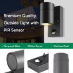 Picture of Outdoor Motion Sensor Wall Lights, Downward Outside Lighting Mains Powered, IP44 Anthracite Grey Stainless Steel 