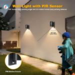 Picture of Outdoor Motion Sensor Wall Lights, Downward Outside Lighting Mains Powered, IP44 Anthracite Grey Stainless Steel 