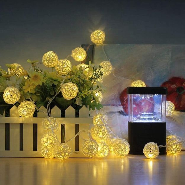Picture of Christmas Indoor Rattan Ball Fairy Lights Ambiance Lighting for Bedroom Life, Wedding, Christmas