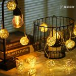 Picture of Christmas Indoor Rattan Ball Fairy Lights Ambiance Lighting for Bedroom Life, Wedding, Christmas