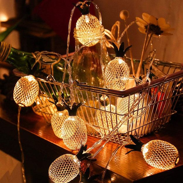 Picture of 20 LED Pineapple Fairy String Lights Waterproof Battery Powered Curtain Indoor/Outdoor Decorative