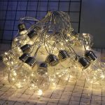 Picture of Holiday Decoration Led Light String Led Christmas Lights 20Bulb G45 Globe Festoon Bulb with Copper Wire Fairy Light Solar Powered Party Ball String Lamps 