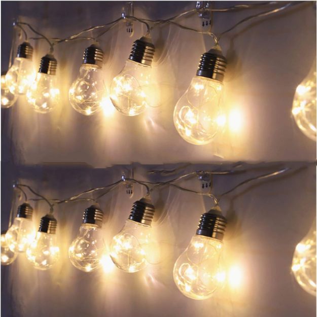 Picture of Holiday Decoration Led Light String Led Christmas Lights 20Bulb G45 Globe Festoon Bulb with Copper Wire Fairy Light Solar Powered Party Ball String Lamps 
