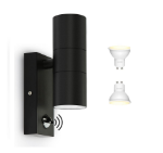 Picture of Black Stainless Steel Up & Down PIR Sensor Outdoor Wall Security Light