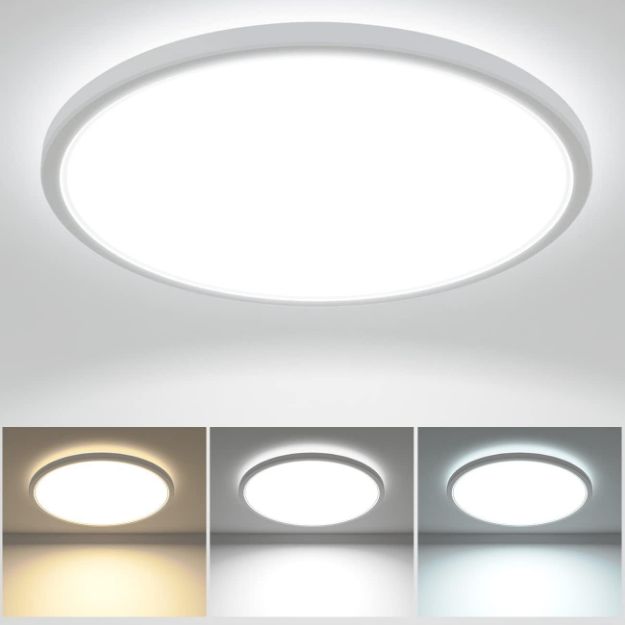 Picture of 28W 3200LM LED Ceiling Light, 30cm Bathroom Lights Ceiling 3000K/4500K/6000K, 3 Color Temperature Flush Ceiling Light