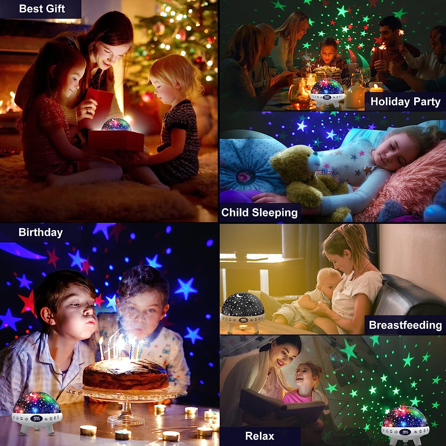 Night Light Kids Star Projector Baby Sensory Lights Toys White Noise ...