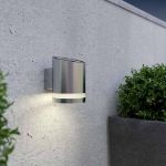 Picture of Solar Premium Powered Outdoor Waterproof Wall Light Warm White Downlighter Aluminium Silver