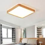 Picture of LED Panel Light, 18W Wood Grain Flat Small Square Nordic Flush Led Ceiling Light for Kitchen, Bedroom, Living Room, or Bathroom 