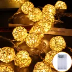 Picture of Christmas Indoor Rattan Ball Fairy Lights Enhance Your Bedroom Wedding Christmas Party and Home Ambiance (Warm White)