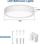 Picture of Bathroom Lights Ceiling, 12W 1080LM Round LED Ceiling Light, 6000K,100W Equivalent, Small, Dome, Waterproof Modern LED Flush Mount Ceiling Lamp 
