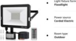 Picture of 30W Security Lights Outdoor with IR Remote Control, PIR Motion Sensor, 3000LM 6000K Cool White LED Floodlights, IP66 Waterproof 