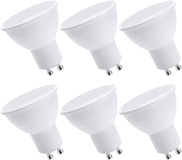 Picture of GU10 LED Bulbs Cool White, 3000k, 7W, 37W Halogen Spotlight Bulb Equivalent, Non-dimmable, 350 Lumen, 120° Beam Angle, LED Bulbs Pack of 6