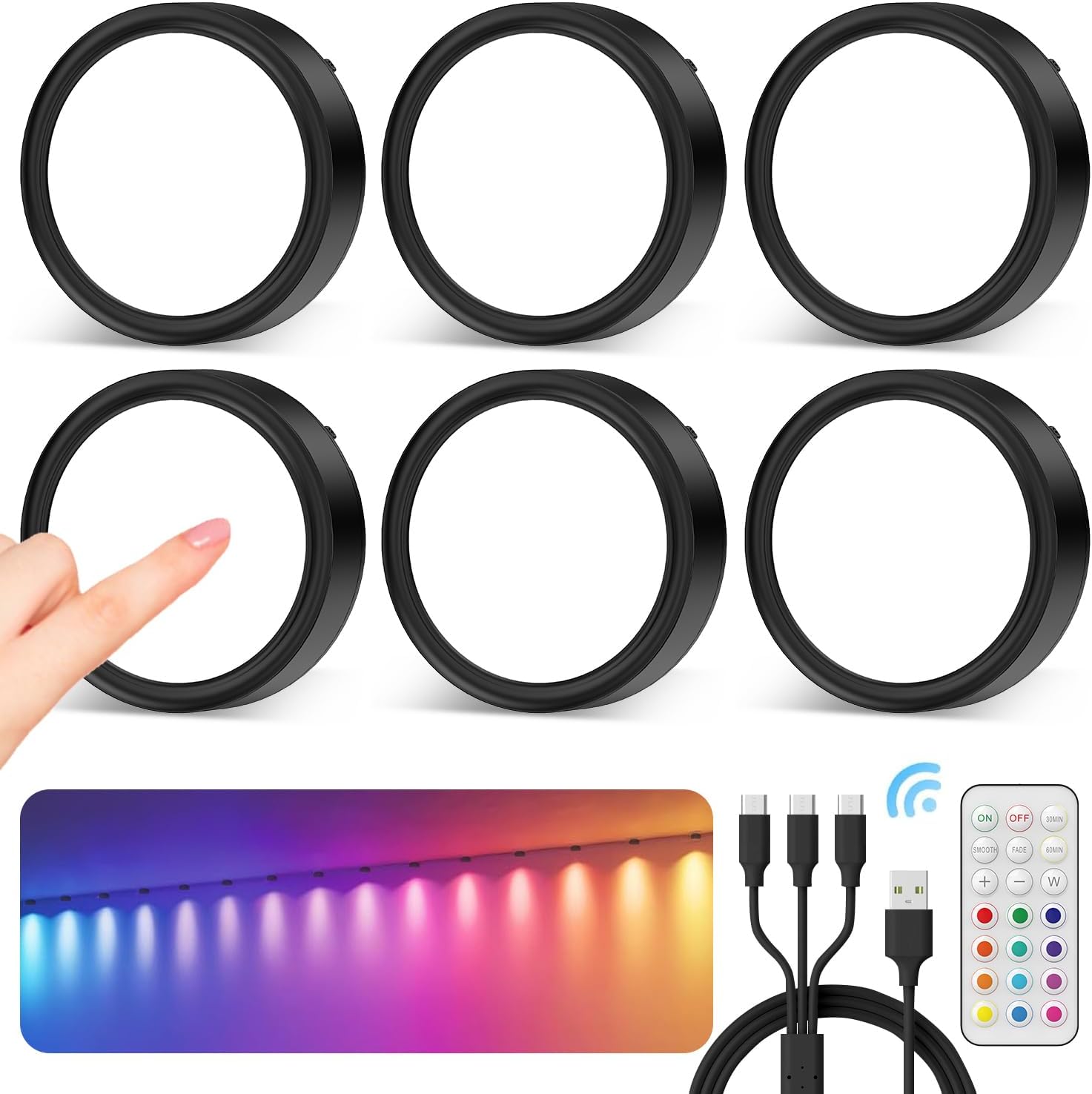 Color Changing Rechargeable RGB LED Puck Lights