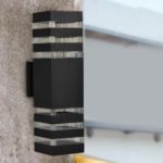 Picture of 3 Layer Modern LED Up Down Porch Light - Black Exterior Front Door Lighting - Weatherproof Garden & Patio Wall Lamp, Bulbs Not Included