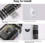 Picture of 3 Layer Modern LED Up Down Porch Light - Black Exterior Front Door Lighting - Weatherproof Garden & Patio Wall Lamp, Bulbs Not Included