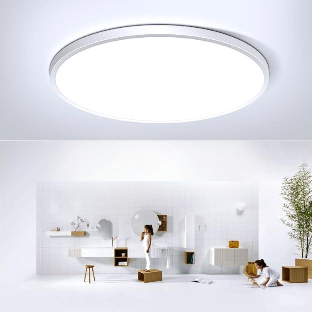 Picture of 24W Ultra-Thin Round LED Ceiling Light - Adjustable Color Temperature (3000K-6000K) - Modern Flat Panel Fixture for Home & Office - Energy Saving 220V Integrated Light