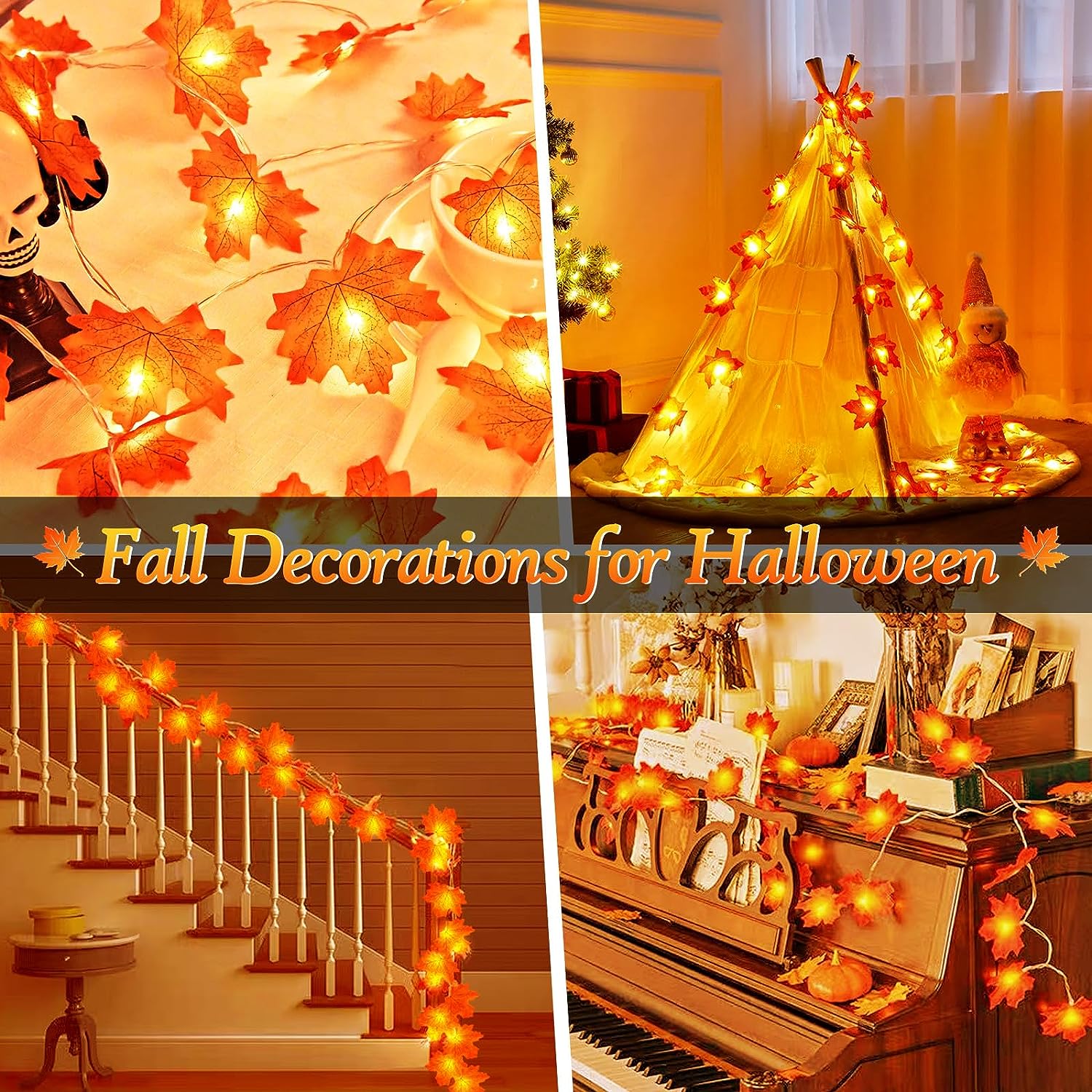 LED Maple Leaf String Lights - Autumn Lighting