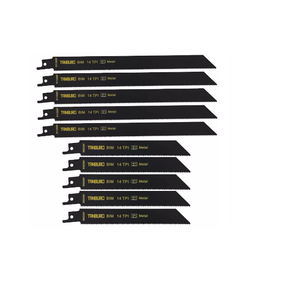 Picture of 10x Professional Reciprocating Saw Blades, Heavy-Duty Bi-Metal Blades for Fast & Precise Metal & Wood Cutting
