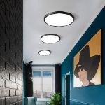 Picture of 48W LED Round Panel Ceiling Light, 500mm Flush Mount Fixture, Cool White 6000K – Ultra Slim Black Design for Office, Kitchen, Bedroom, Living Room