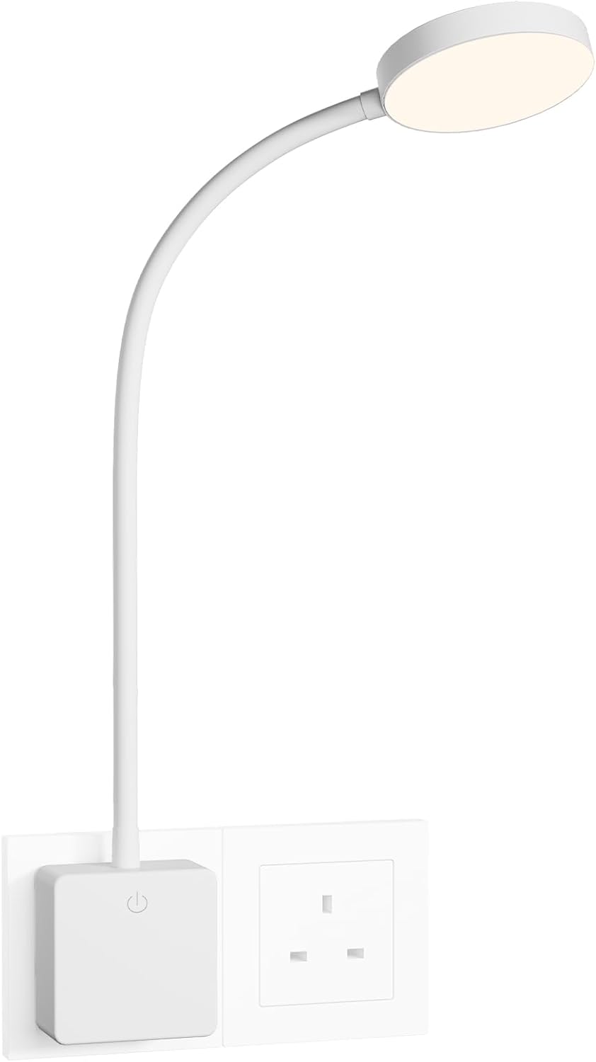 Dimmable Plug-in LED Wall Reading Light for UK Homes | 350 Lumens, Type ...