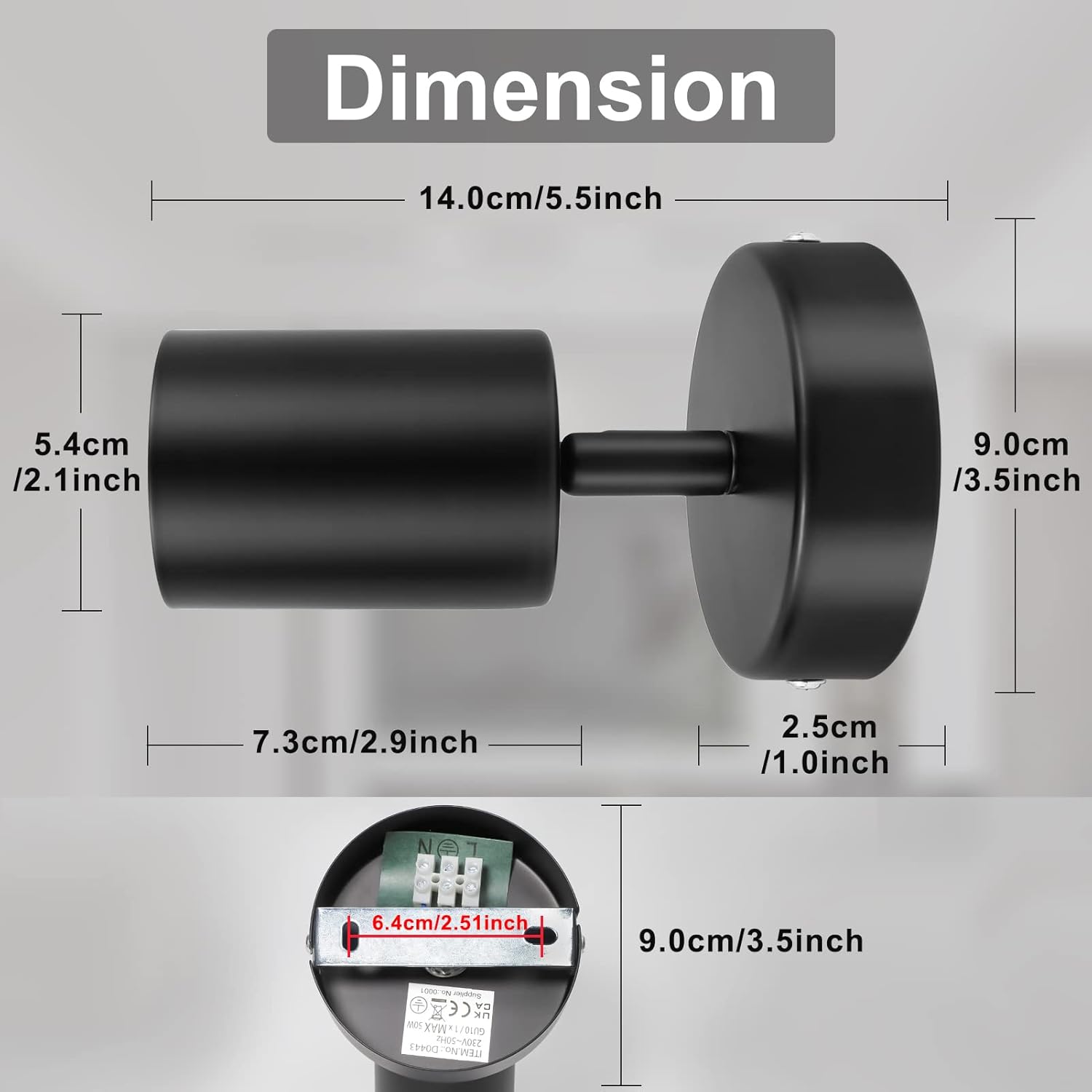 Wall Light Spotlight Indoor in Matt Black Adjustable Spot Light with ...