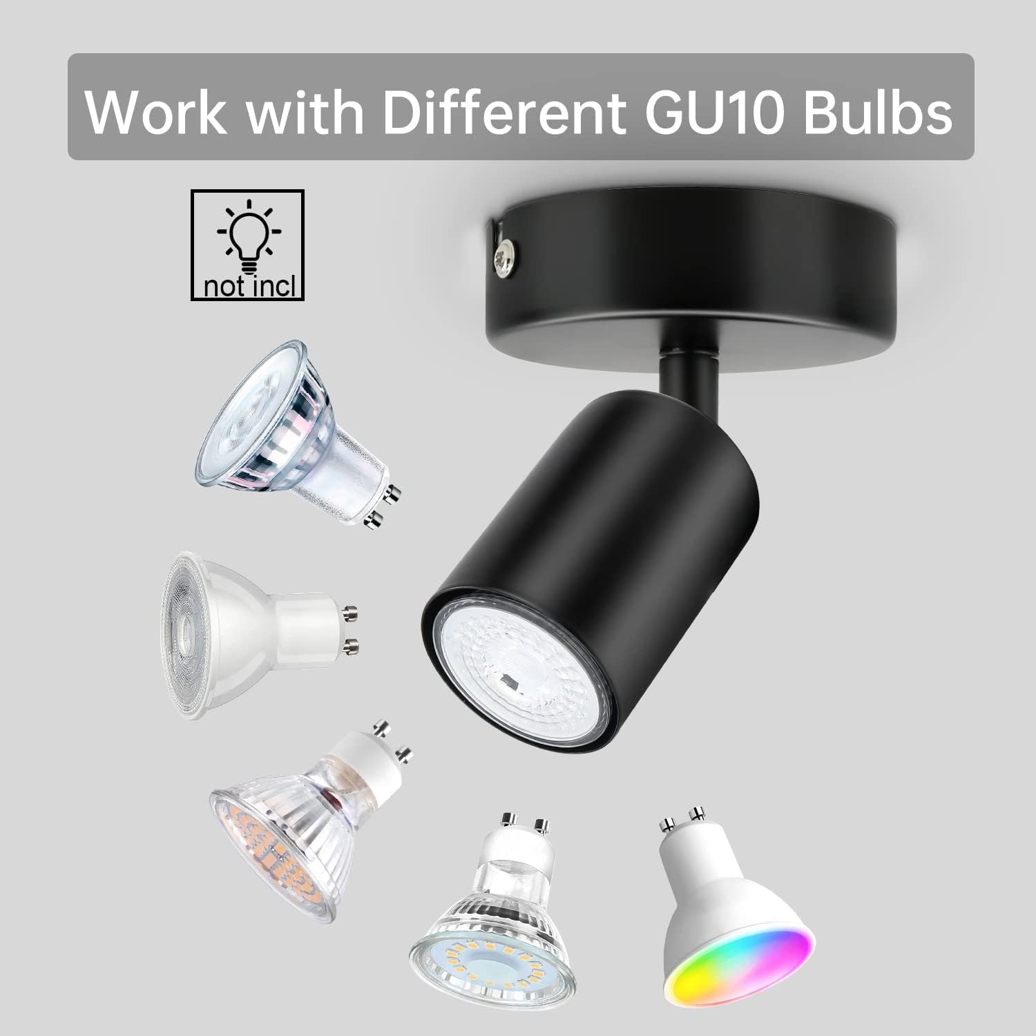 Wall Light Spotlight Indoor in Matt Black Adjustable Spot Light with ...