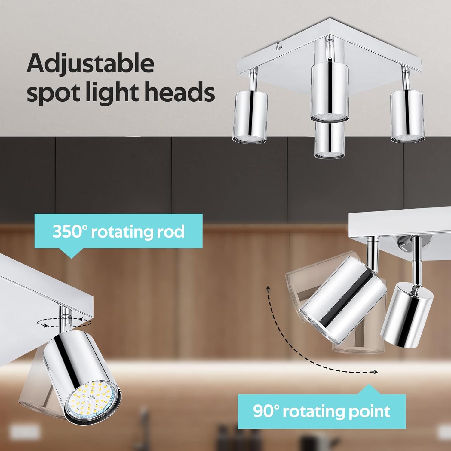 Wall Light Spotlight Indoor in Matt Black Adjustable Spot Light with ...