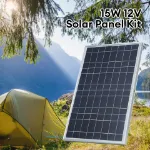 Picture of 15W 12V Solar Panel Kit, Waterproof Portable Charger with Alligator Clips for Home & Outdoor Use
