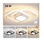 Picture of Modern Chic LED Ceiling Light - 18W Dimmable Tricolor Lighting, Ultra-Thin Square Flush Mount Fixture for Bedroom, Living Room, Kitchen & Office