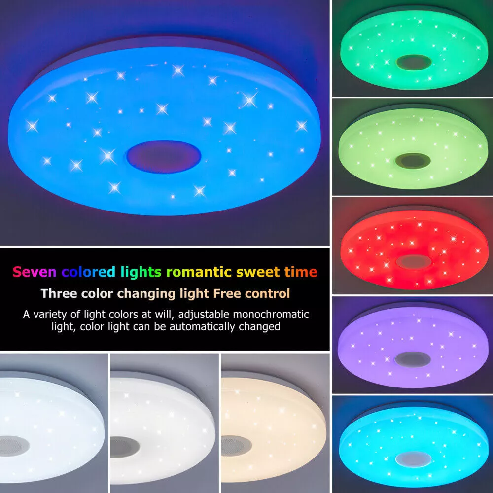 48W Smart RGB LED Ceiling Light with Bluetooth Speaker, Remote & APP ...