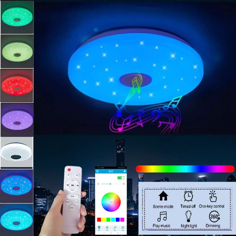 48W Smart RGB LED Ceiling Light with Bluetooth Speaker, Remote & APP ...