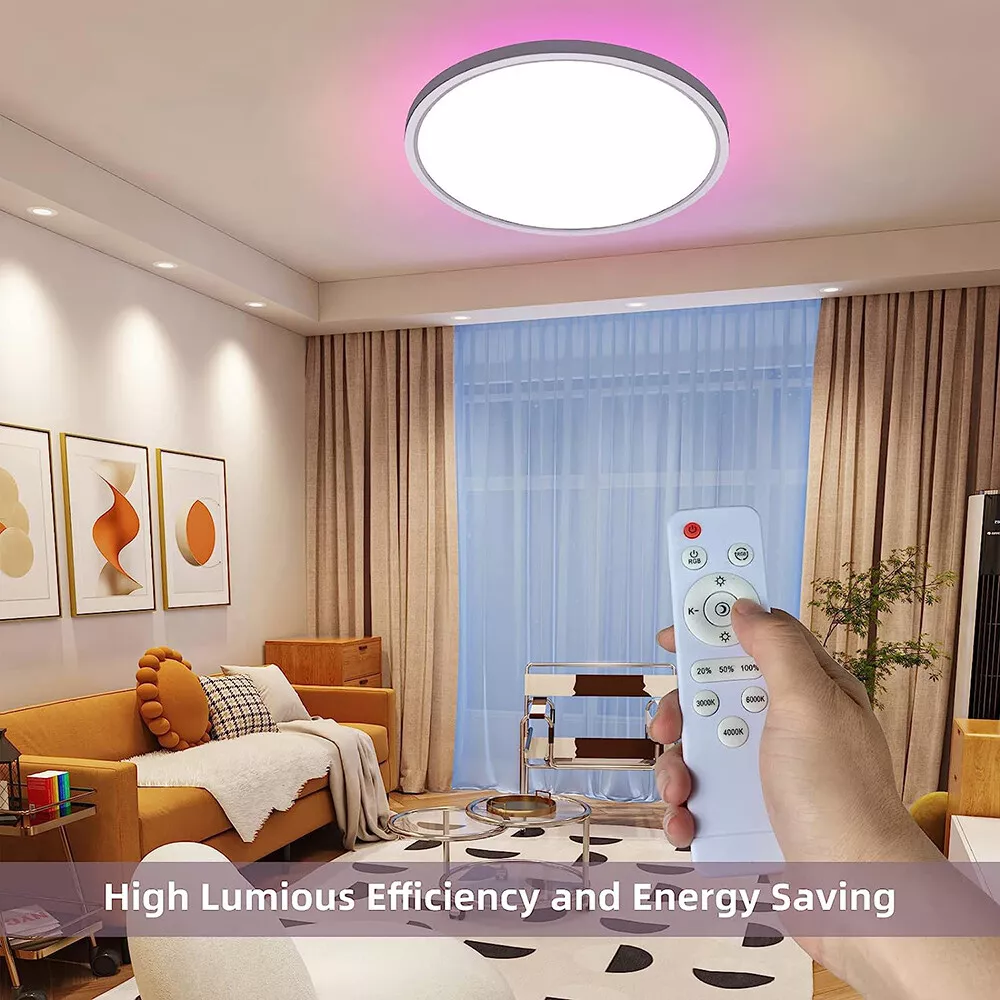 RGB Ceiling Light - 3200LM, Dimmable 3000K-6500K with Remote Control ...