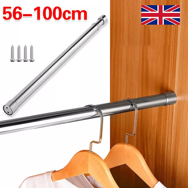 Adjustable Stainless Steel Clothes Rail – Extendable Wardrobe Hanging ...