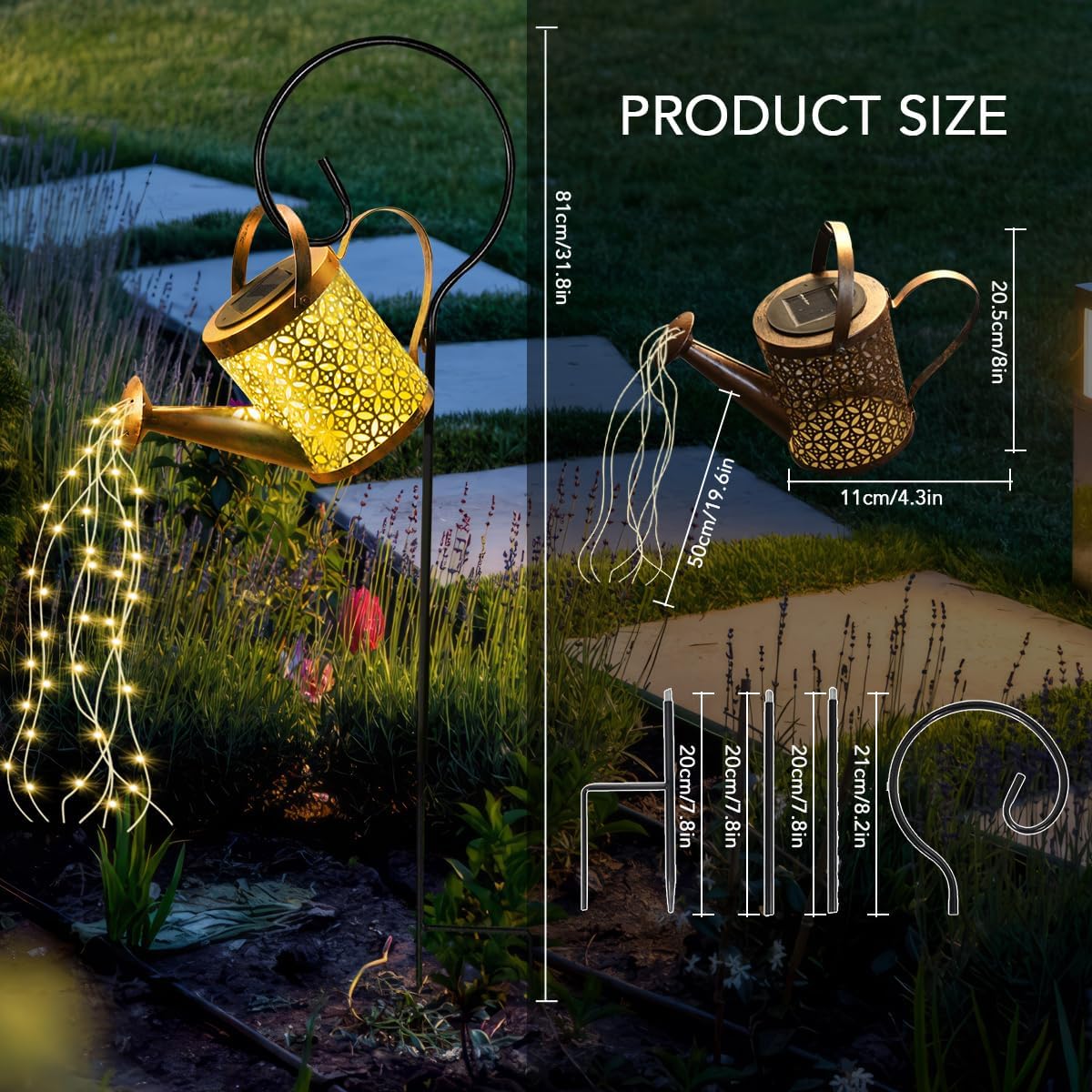 Solar Watering Can Lights – LED String Lights, Waterproof Outdoor ...