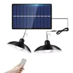 Picture of 2-Head Solar-Powered LED Pendant Lights – Dual Hanging Lamps for Garden, Shed, Yard & Indoor Spaces