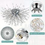 Picture of Modern Crystal Ceiling Lights for Living Room, Chrome Fireworks K9 Crystals Chandeliers Fittings, Chandelier Ceiling Pendant Lights for Bedroom, Dining Room, Hallway
