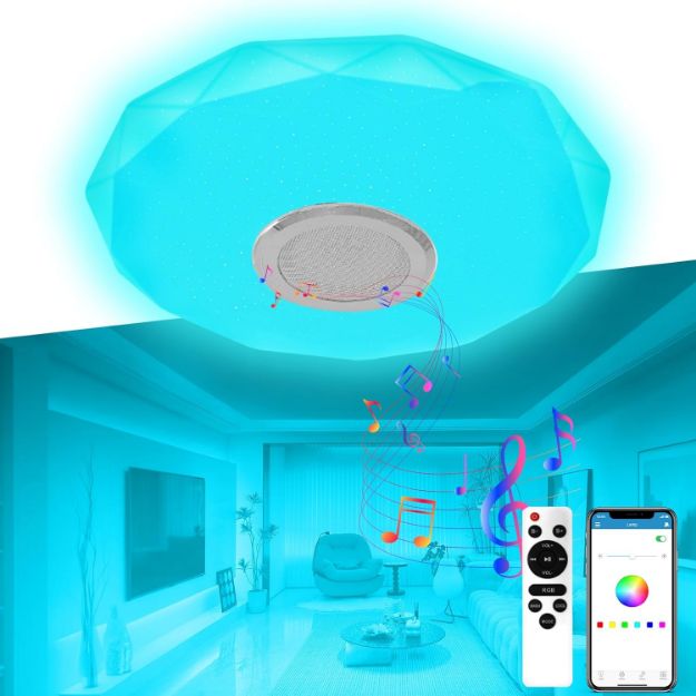 Picture of Smart RGB Bluetooth Ceiling Light – 36W Dimmable LED with Built-in Speaker, Remote & App Control, Perfect for Bathroom, Kitchen, Lounge, Living Room, and Kid's Room