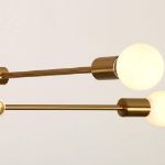 Picture of Vintage Semi-Recessed Antique Golden Sputnik Chandelier – 6-Light Modern Ceiling Fixture for Living Rooms, Bedrooms, and Dining Spaces