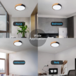 Picture of 24W LED Ceiling Light, Cool White 6000K, 1600LM, Modern Round Oak Frame Flush Mount Lamp for Lounge, Hallway, Home Office, Porch