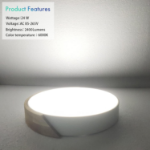 Picture of 24W LED Ceiling Light, Cool White 6000K, 1600LM, Modern Round Oak Frame Flush Mount Lamp for Lounge, Hallway, Home Office, Porch