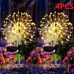Picture of Solar Firework Lights 150 LED Outdoor, Waterproof Garden Decoration, DIY Multicolored Solar-Powered Lights for Christmas, Weddings, and Parties (Pack of 2/4/8)