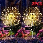 Picture of Solar Firework Lights 150 LED Outdoor, Waterproof Garden Decoration, DIY Multicolored Solar-Powered Lights for Christmas, Weddings, and Parties (Pack of 2/4/8)