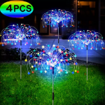 Picture of Solar Firework Lights 150 LED Outdoor, Waterproof Garden Decoration, DIY Multicolored Solar-Powered Lights for Christmas, Weddings, and Parties (Pack of 2/4/8)