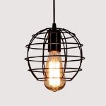Picture of Spherical Retro Pendant Light, Black Basket Cage Ceiling Lamp, Vintage Industrial Hanging Light Fixture, E27 Loft Design for Living Room, Bedroom, Kitchen, and Bar (Bulb Not Included)