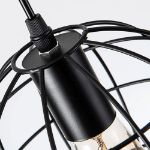 Picture of Spherical Retro Pendant Light, Black Basket Cage Ceiling Lamp, Vintage Industrial Hanging Light Fixture, E27 Loft Design for Living Room, Bedroom, Kitchen, and Bar (Bulb Not Included)