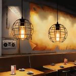 Picture of Spherical Retro Pendant Light, Black Basket Cage Ceiling Lamp, Vintage Industrial Hanging Light Fixture, E27 Loft Design for Living Room, Bedroom, Kitchen, and Bar (Bulb Not Included)