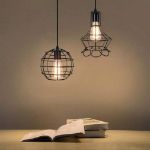 Picture of Spherical Retro Pendant Light, Black Basket Cage Ceiling Lamp, Vintage Industrial Hanging Light Fixture, E27 Loft Design for Living Room, Bedroom, Kitchen, and Bar (Bulb Not Included)