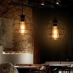 Picture of Spherical Retro Pendant Light, Black Basket Cage Ceiling Lamp, Vintage Industrial Hanging Light Fixture, E27 Loft Design for Living Room, Bedroom, Kitchen, and Bar (Bulb Not Included)