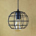 Picture of Spherical Retro Pendant Light, Black Basket Cage Ceiling Lamp, Vintage Industrial Hanging Light Fixture, E27 Loft Design for Living Room, Bedroom, Kitchen, and Bar (Bulb Not Included)
