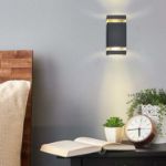 Picture of LED  Square Up and Down Wall Light – Modern Outdoor Waterproof IP44 Wall Lamp – Energy-Efficient LED Wall Sconce for Patio, Porch, Garden & Pathway – Black Aluminium Wall Mount Light Fixture